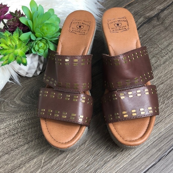 Lucky Brand Sarabelle Wedge Studded Leather - Picture 1 of 10